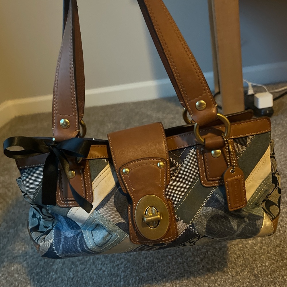 Vintage coach denim patchwork bag